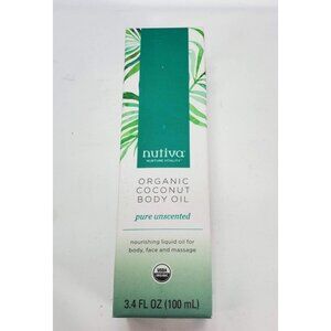 Nutiva Organic Coconut Body Oil Pure Unscented 3.4fl oz Liquid Face Massage